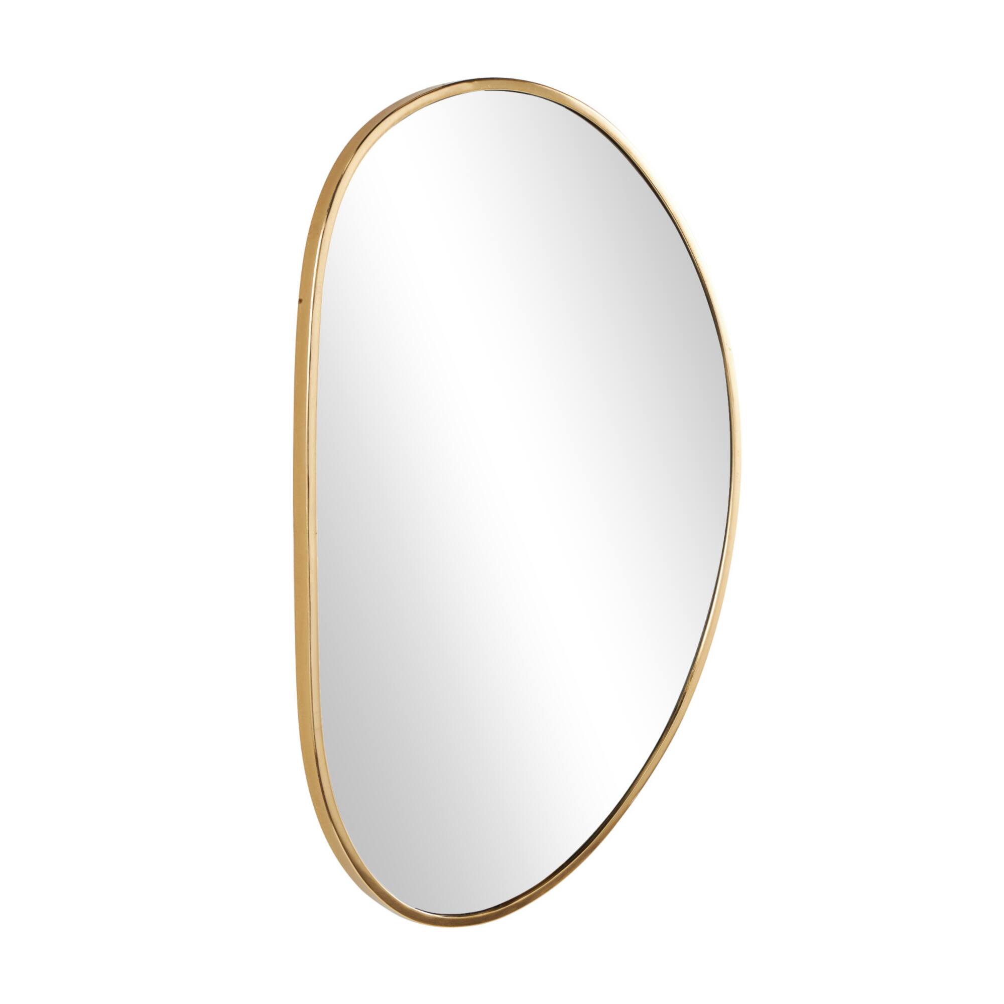 31" x 20" Gold Metal Oval Minimalistic Room Wall Mirror